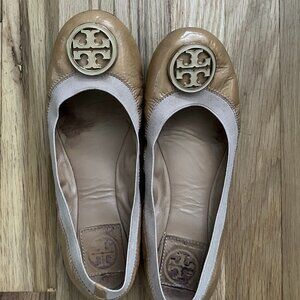 Classic Beige Patent Tory Burch Flats